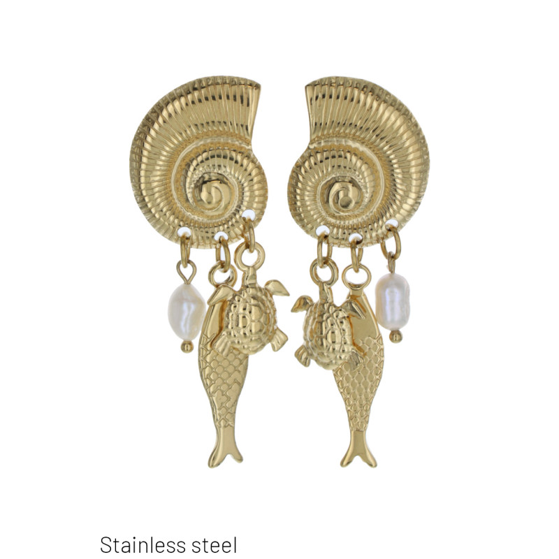 B.O. STAINL. STL SHELL SHAPE WITH MULTI CHARMS