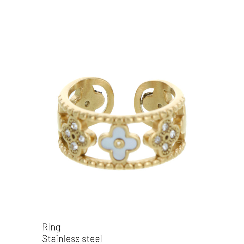 STAAL RING MET BLOEMEN