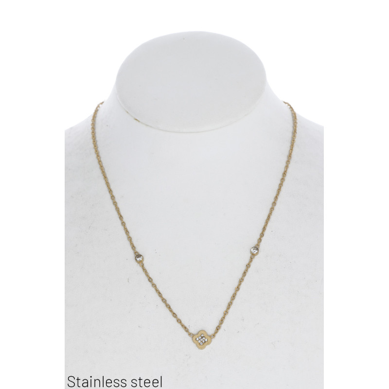 COLLAR EN ACERO CON FORMA GEOMETRICO Y ESTRAS