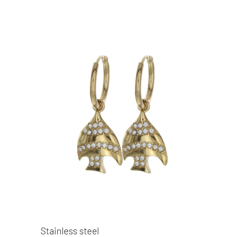 CREOLE ACIER PENDENTIF POISSON AVEC STRASS