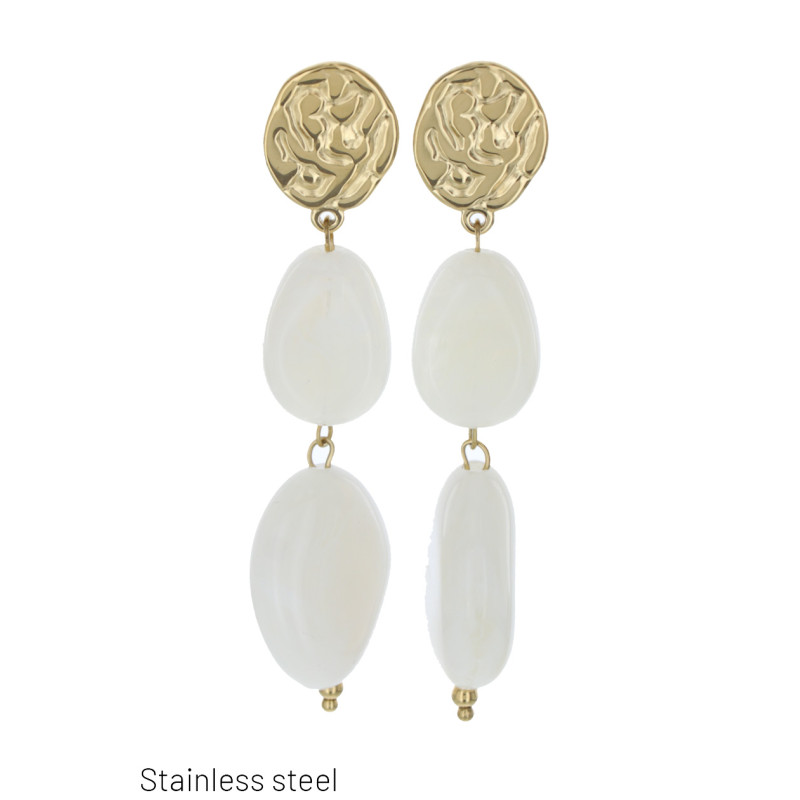 BOUCLE D'OREILLE PENDANTE EN PIERRE ET CRISTAL
