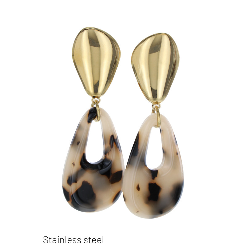 STEEL EARRING DROP SHAPE IN RESIN