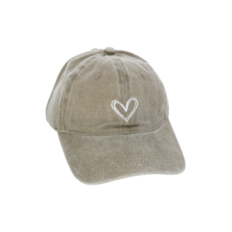 CAP IN DENIM WITH HEART EMBROIDERY