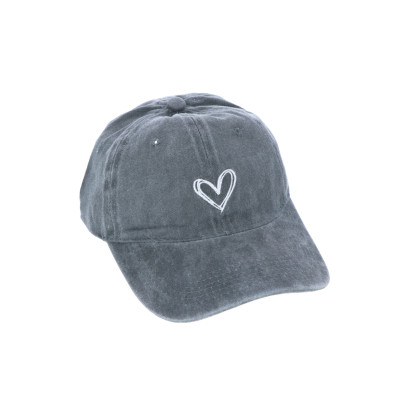 CAP IN DENIM WITH HEART EMBROIDERY