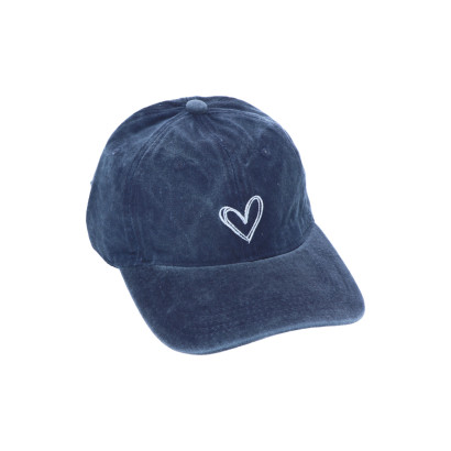 CAP IN DENIM WITH HEART EMBROIDERY