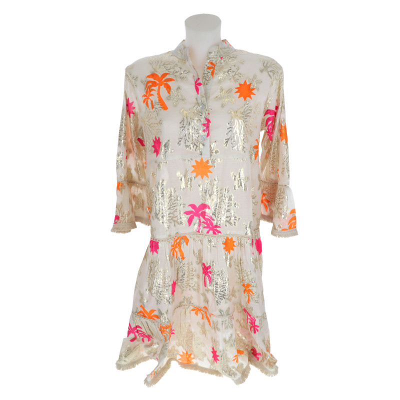 COTTON DRESS WITH PALM TREES PATTERN