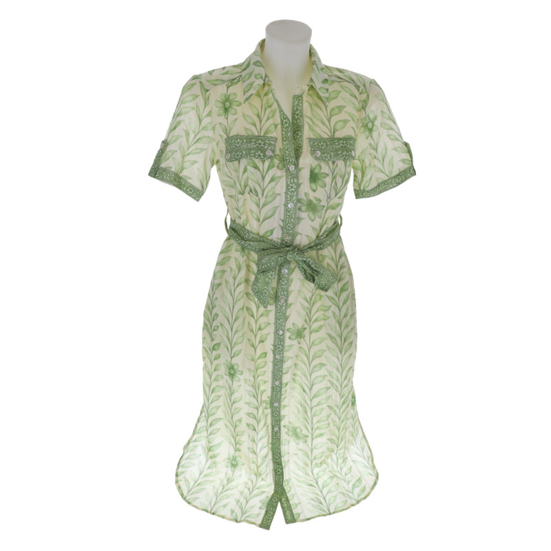LONG DRESS FLOWERS & LEAVES PATTERN