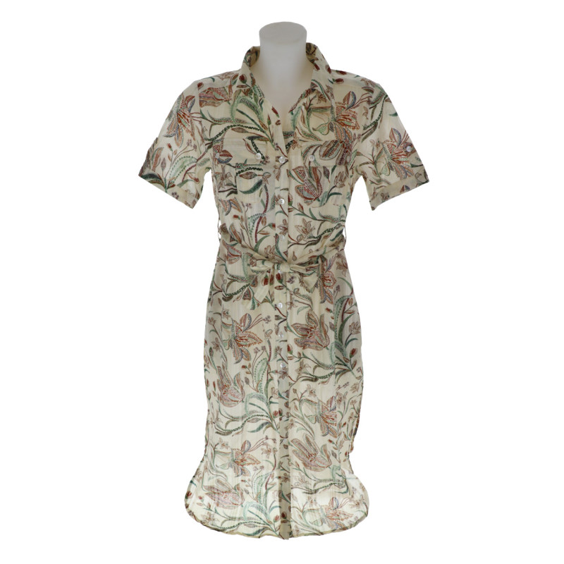 COTTON TUNIC PRINTED FLOWERS WITH BUTTON CLOSER