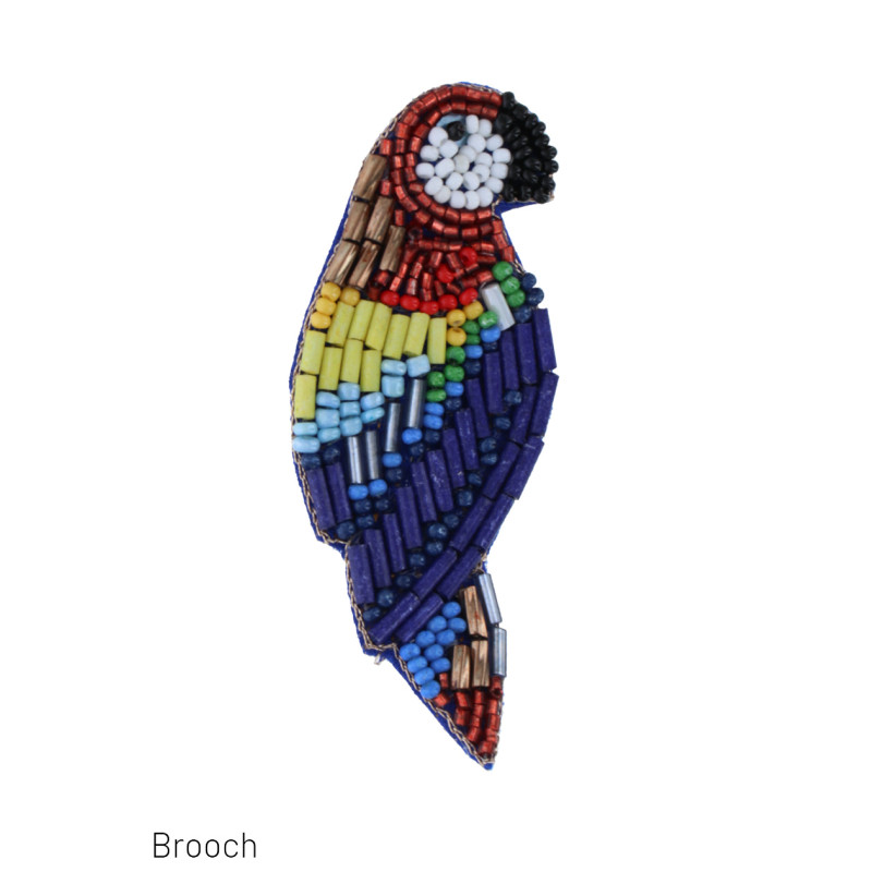 BROCHE AVEC PEROQUET ET PERLES