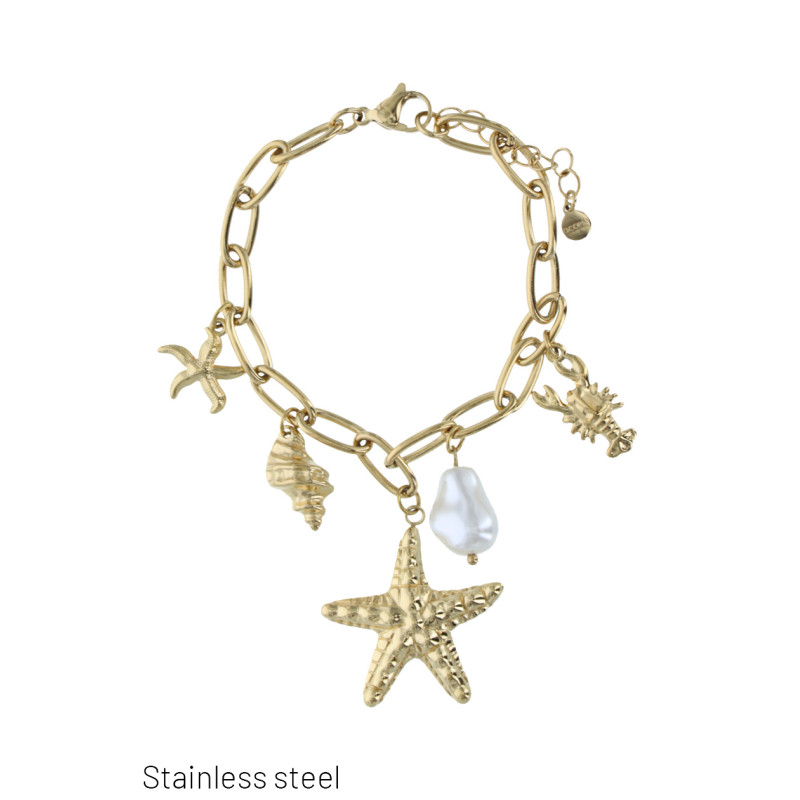 BRACELET EN ACIER AVEC TOILE MER