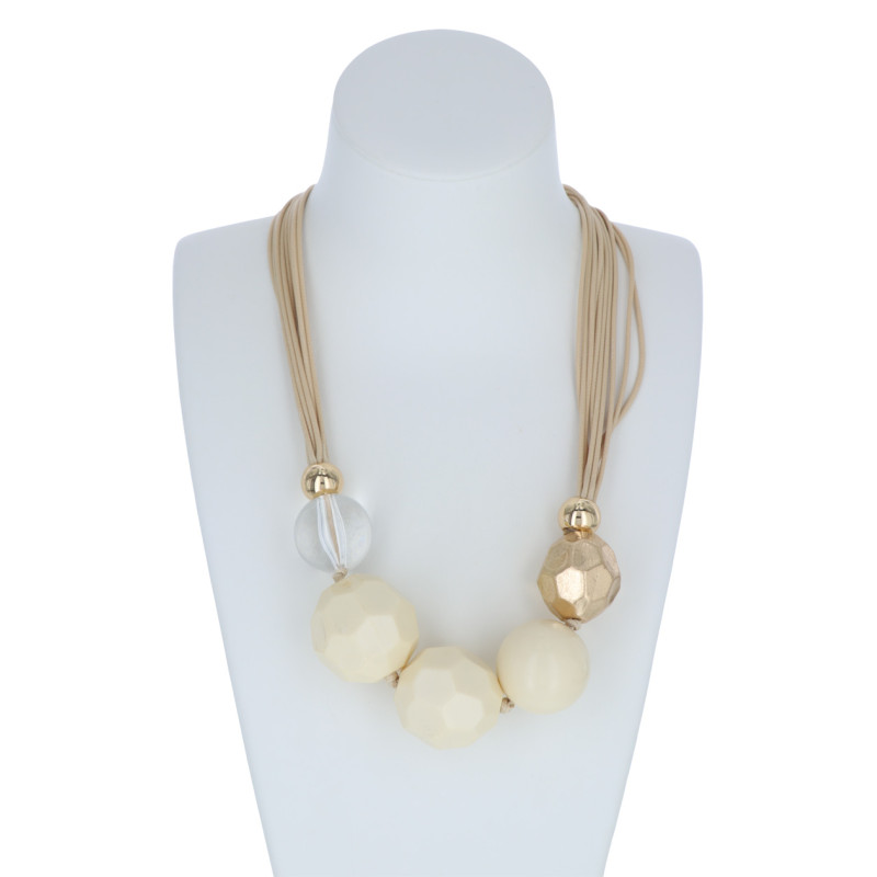 COLLIER AVEC BOULE À FACETTES METAL & RÉSINE