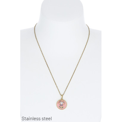 COLLIER EN ACIER AVEC PENDENTIF FLEURS