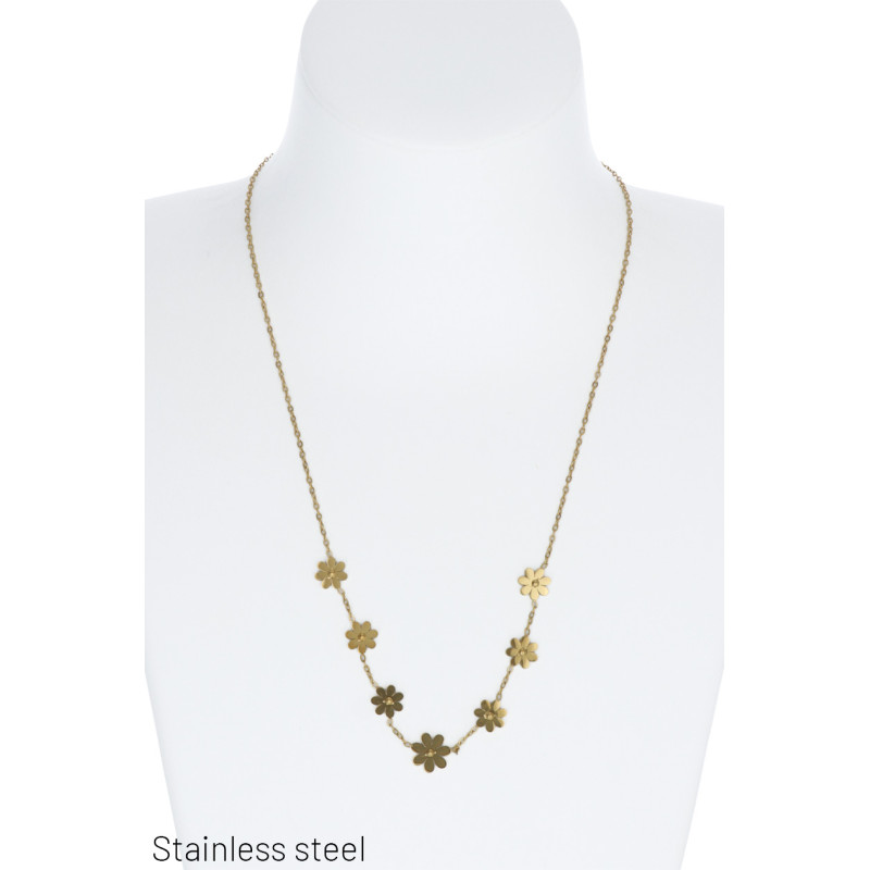 COLLIER EN ACIER AVEC PENDENTIF FLEURS