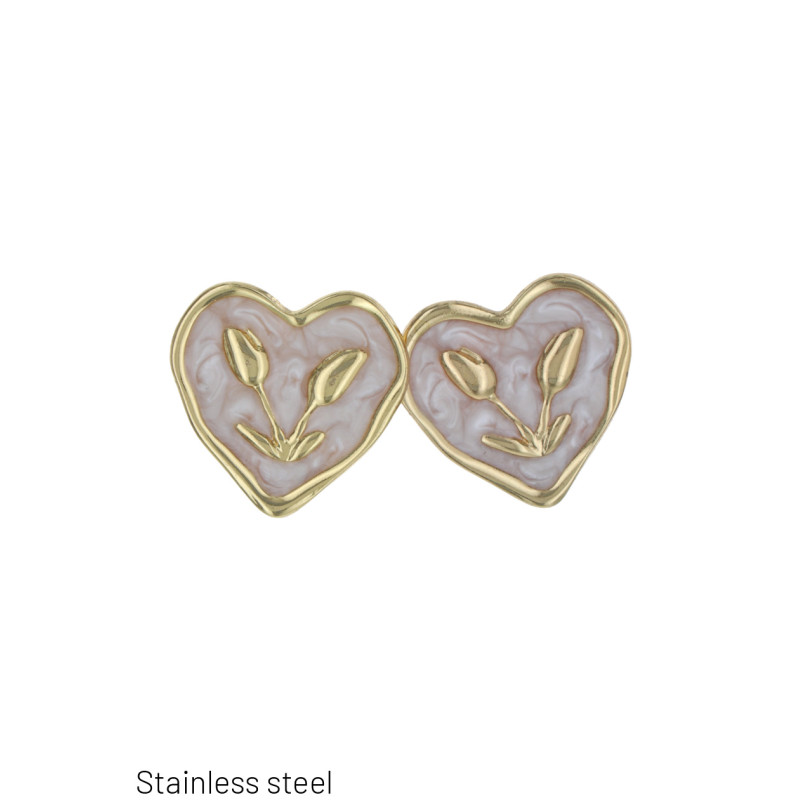 EARRINGS ST. STEEL HEART SHAPE