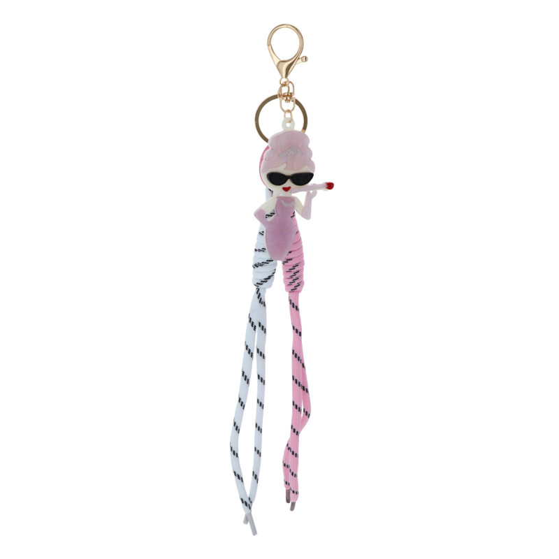 KEYRING WITH LADY WITH SUNGLASSES AND JEWELRY