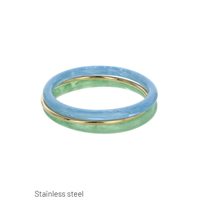SET OF 3 BANGLES, STEEL AND RESIN BRACELET