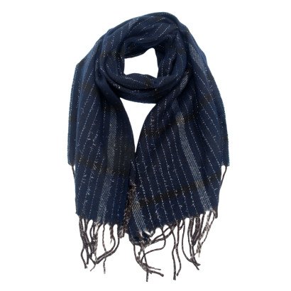WINTER SCARF WITH LINES AND FRINGES