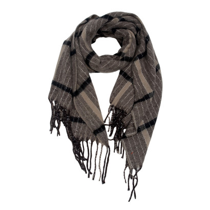 WINTER SCARF WITH LINES AND FRINGES