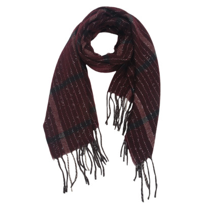 WINTER SCARF WITH LINES AND FRINGES