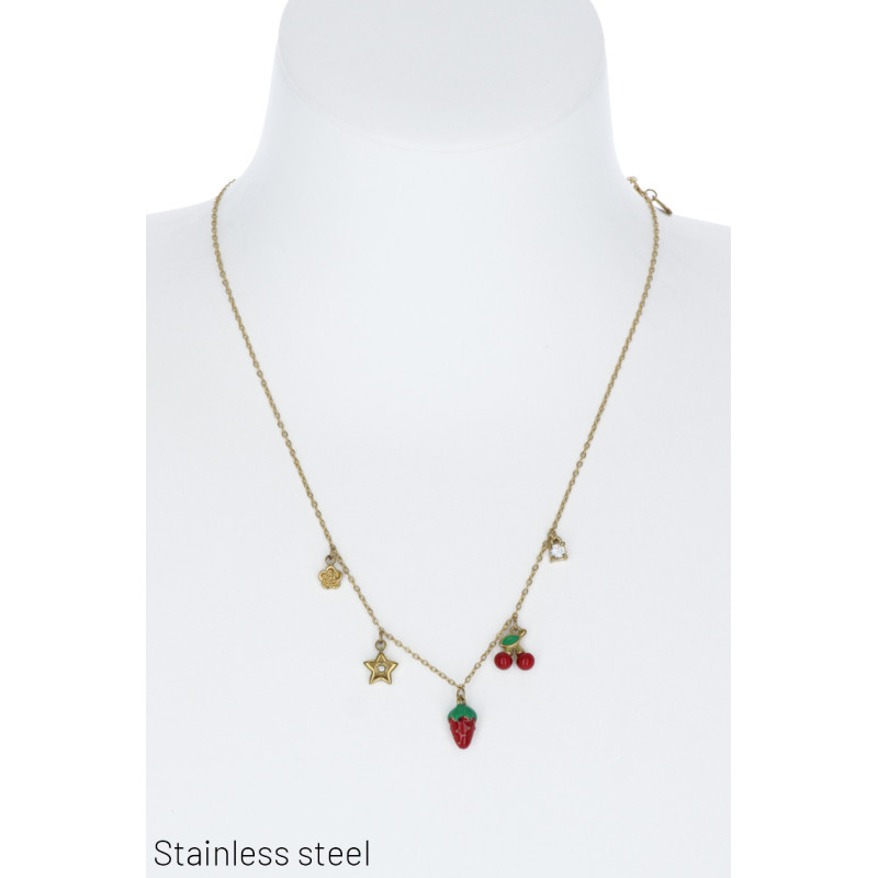 COLLIER MAILLON EN ACIER AVEC CHARMS