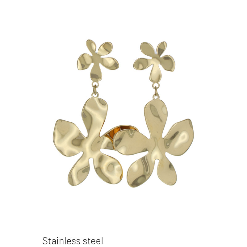 STEEL EARRING FLOWER SHAPE