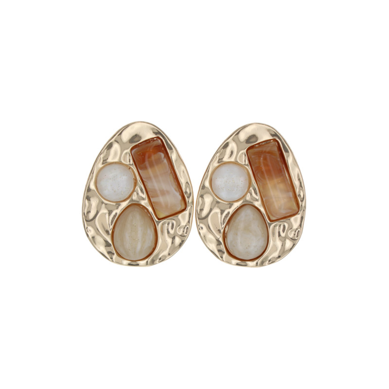 EARRINGS DROP SHAPE PENDANT WITH BEADS IN RESIN
