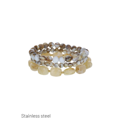 BRACELET ELASTIQUE, 3 RANGS ET PERLES