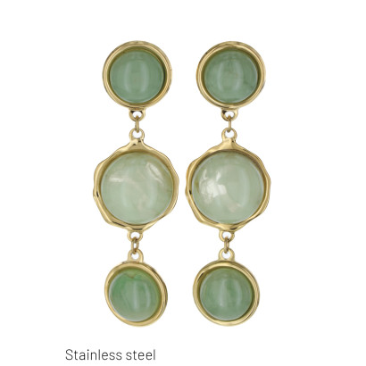 BOUCLES D'OREILLES EN ACIER & RESINE FORME RONDE