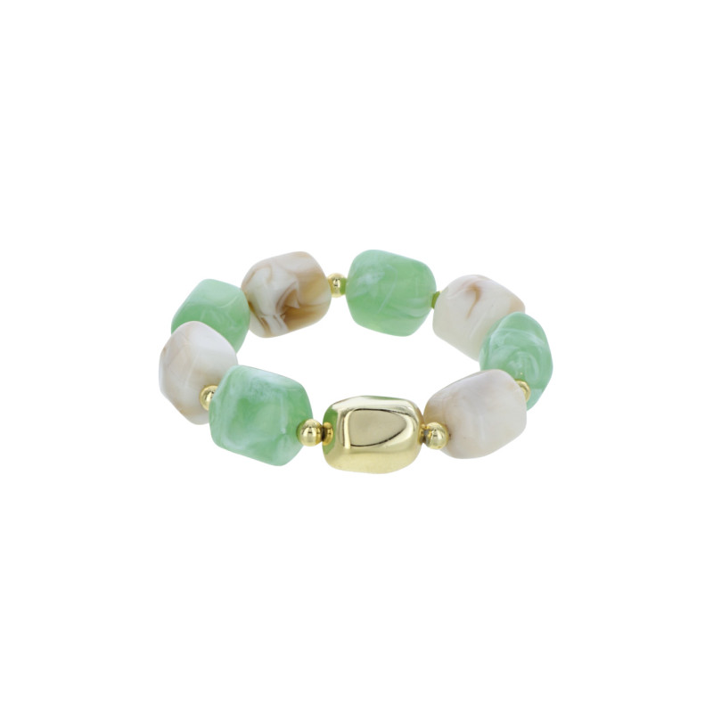 BRACELET ELASTIQUE AVEC RÉSINE EFFET MARBRÉ, MÉTAL