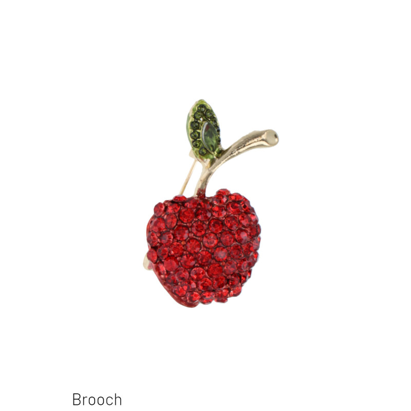 BROCHE AVEC POMME ET STRASS