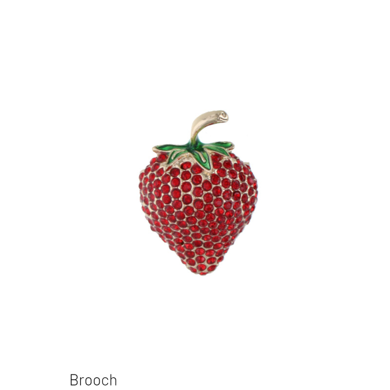 BROCHE AVEC FORME DE FRAISE ET STRASS