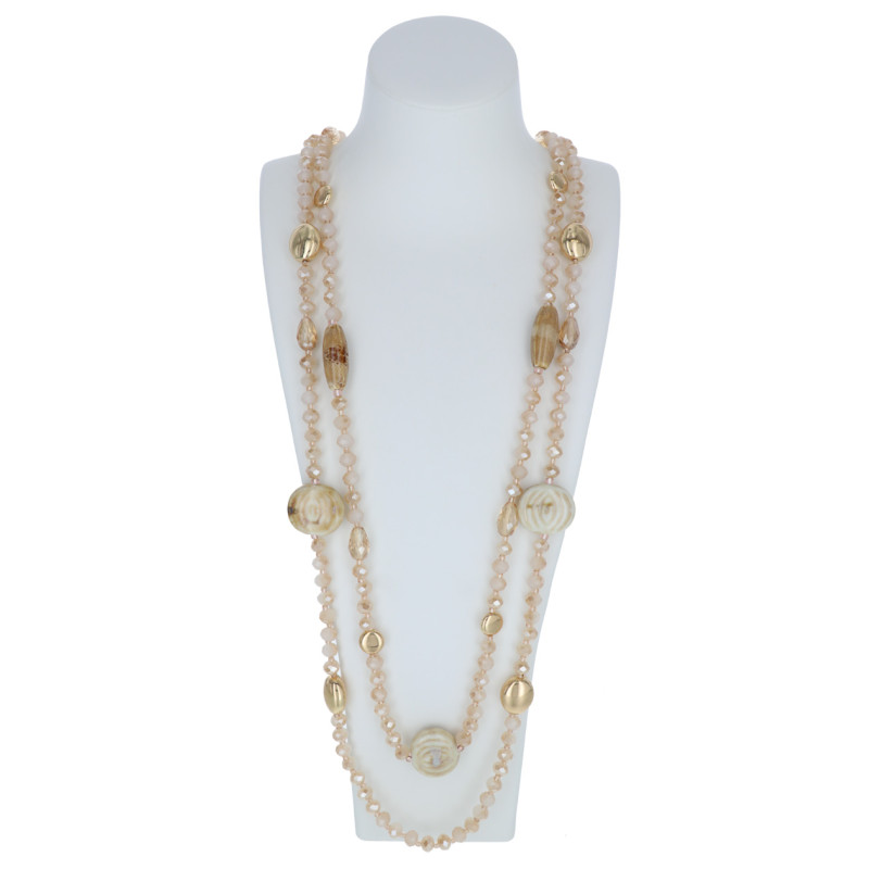 COLLIER A 2 RANGES AVEC PERLES ET PIERRES