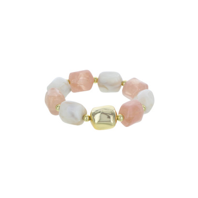 BRACELET ELASTIQUE AVEC RÉSINE EFFET MARBRÉ, MÉTAL
