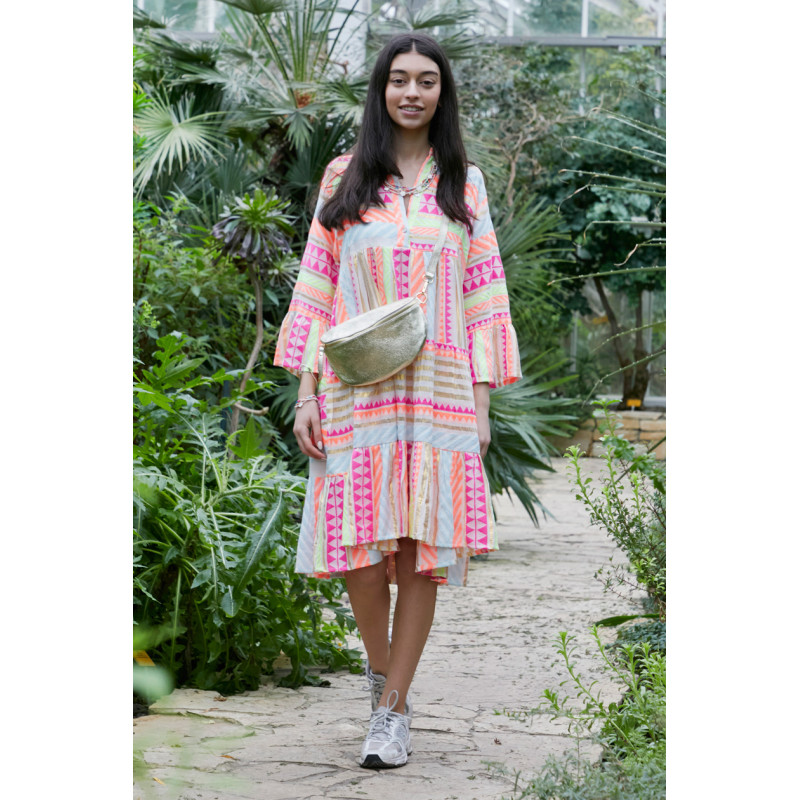 TÚNICA ALGODÓN, ESTAMPADO GEOMETRICA