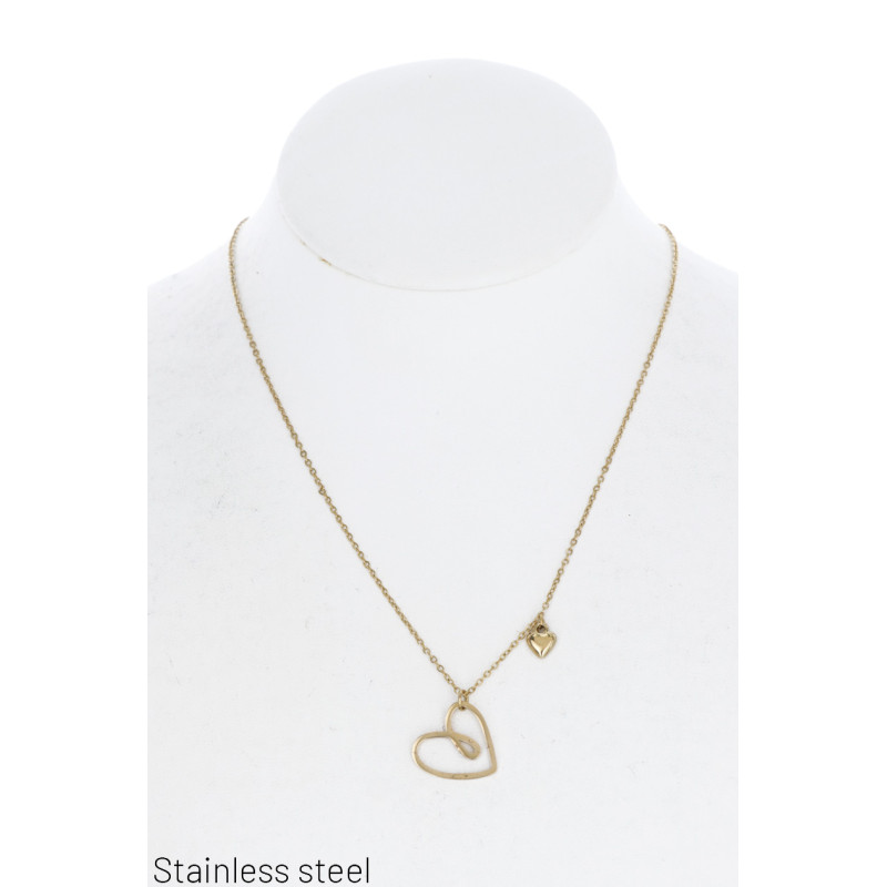 COLLIER EN ACIER PENDENTIF COEUR