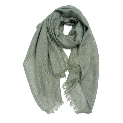 FOULARD PLISSÉ DE COULEUR UNIE ET LUREX