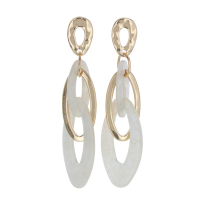 EARRINGS OVAL SHAPE, HAMMERED METAL AND RESIN