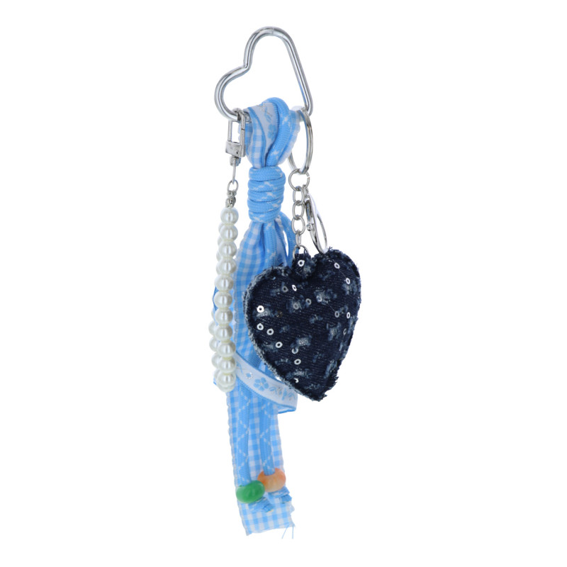 PORTE-CLEFS EN COEUR AVEC SEQUINS ET PERLES