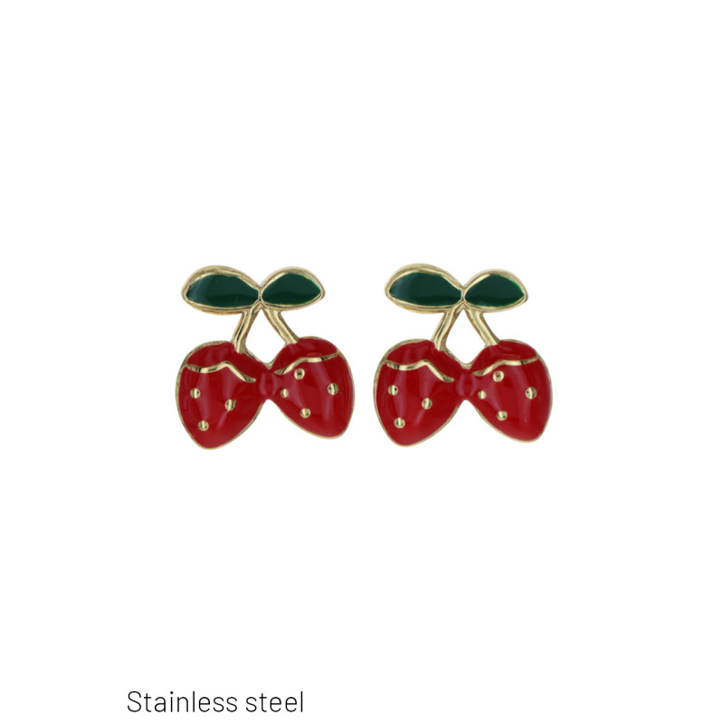EARRINGS ST. STEEL STRAWBERRY SHAPE