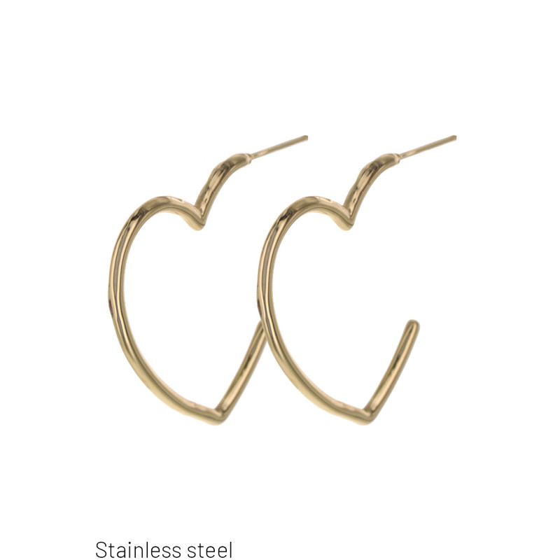 HOOP EARRINGS STAINLESS.STEEL HEART SHAPE