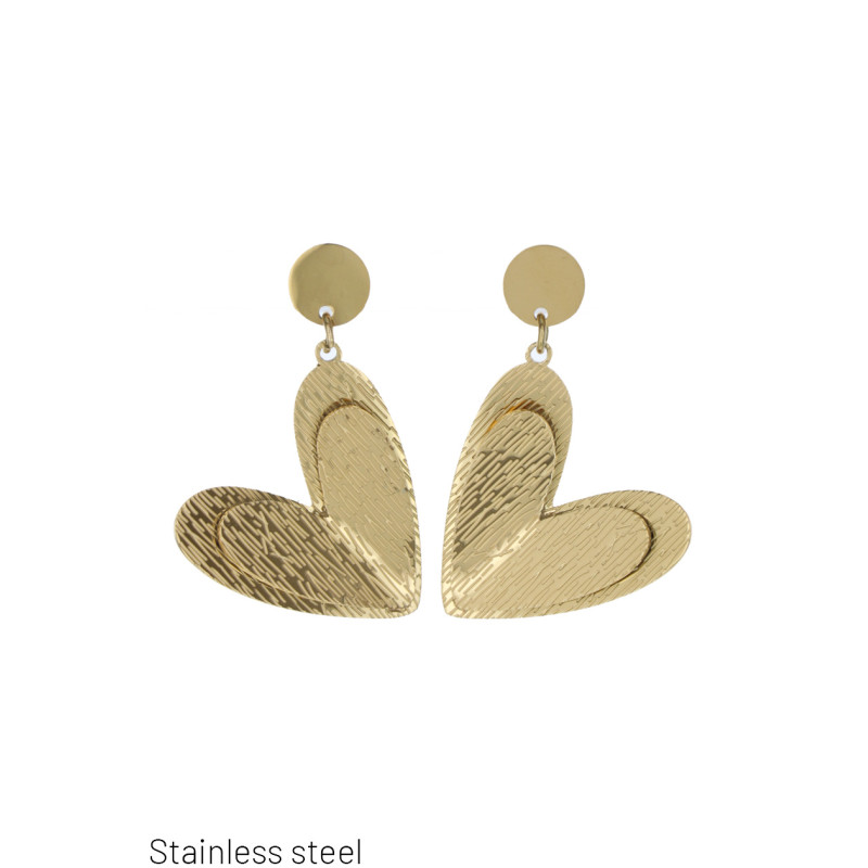 EARRINGS ST. STEEL HEART SHAPE