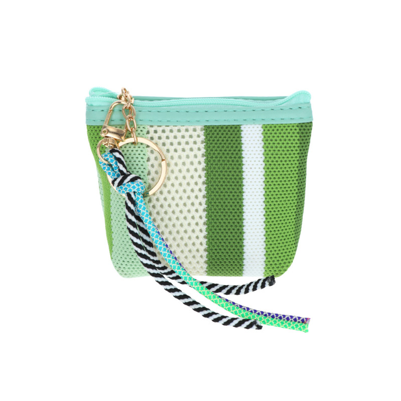 PORTE-CLEFS AVEC PETITE POCHETTE, FRANGES A POMPON