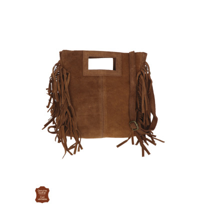 WEST, SUEDE HANDTAS MET FRANJES AAN DE ZIJKANTEN
