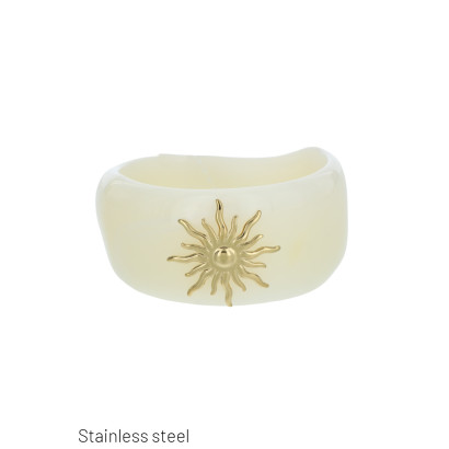 BRACELET RIGIDE EN RÉSINE, DÉCORATION SOLEIL ACIER