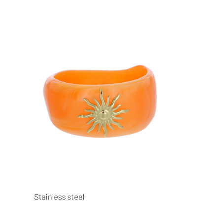 BRACELET RIGIDE EN RÉSINE, DÉCORATION SOLEIL ACIER