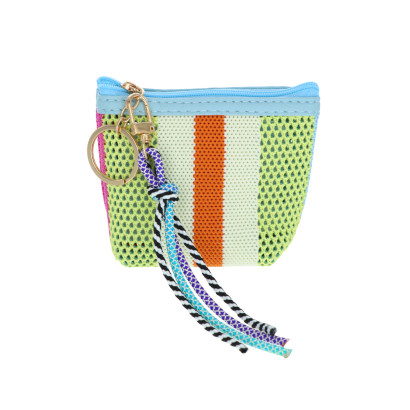 PORTE-CLEFS AVEC PETITE POCHETTE, FRANGES A POMPON