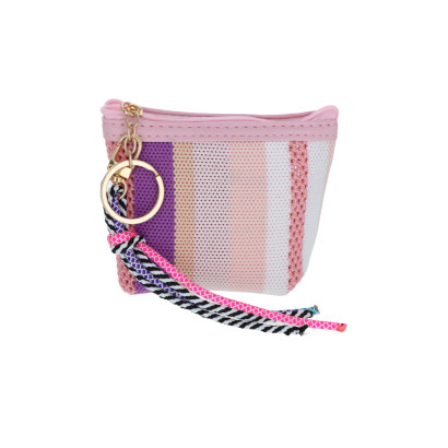 PORTE-CLEFS AVEC PETITE POCHETTE, FRANGES A POMPON
