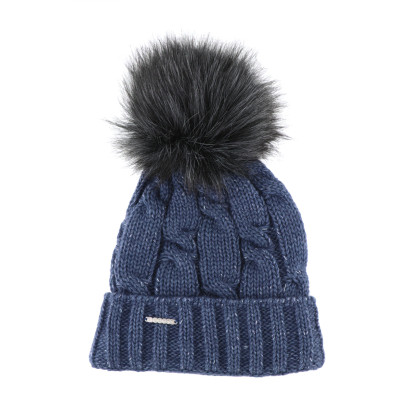GORRO DE TEJIDO DE TRENZAS CON POMPONES SINTÉTICA