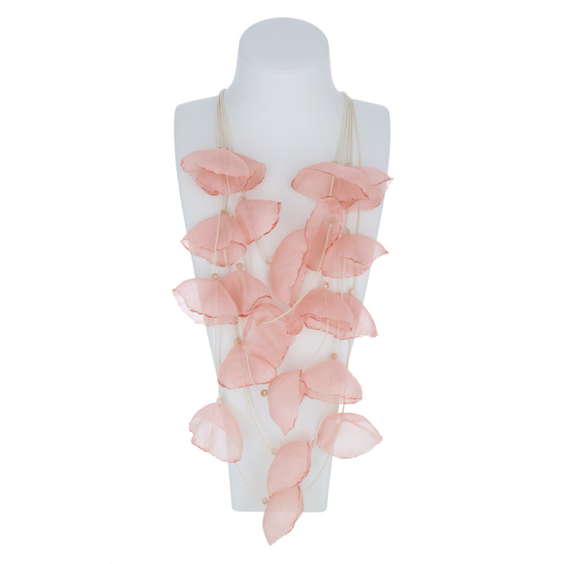 LONG NECKLACE WITH FABRIC FLOWERS