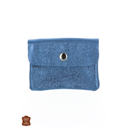 PORTE-MONNAIE EN CUIR MÉTALLISÉ & COULEUR UNIE